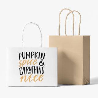 Orange & Black Pumpkin Spice Thanksgiving Quote Large Gift Bag