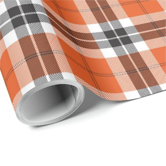 Orange Black Tartan Plaid Scottish Pattern