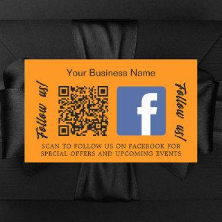 Orange business name qr code Facebook Rectangular Sticker