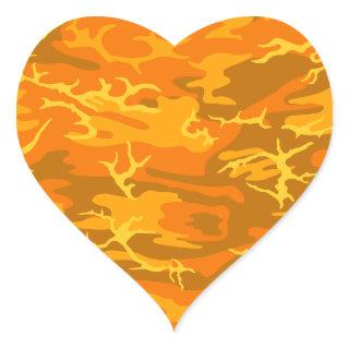 Orange Camo Heart Sticker