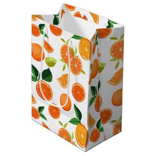 Orange Citrus Botanical Pattern  Medium Gift Bag