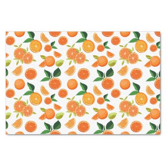 Orange Citrus Botanical Pattern  Tissue Paper