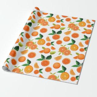 Orange Citrus Botanical Pattern