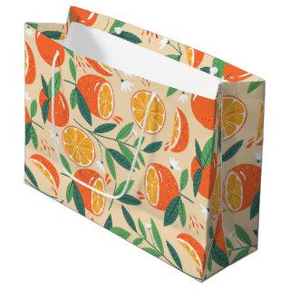 Orange Citrus Fruit Retro Pattern Large Gift Bag