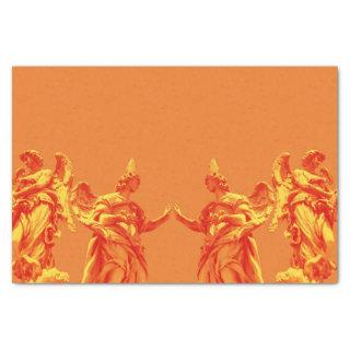 Orange color digital art with sculptures tissue paper