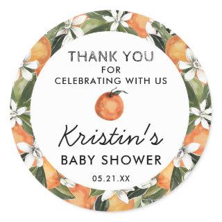 Orange Cutie Baby Shower Thank You Favor Classic Round Sticker