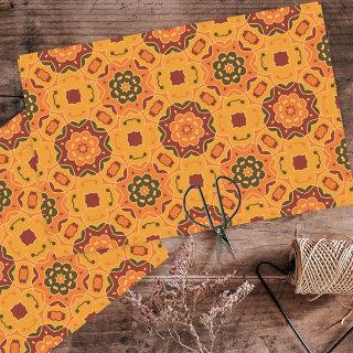 Orange Fall Autumn Colored Ethnic Mosaic Pattern Tissue Paper