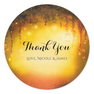 Orange Fall Rustic Enchanted Forest Wedding Favor Classic Round Sticker