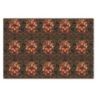 Orange Fire Skull Tissue Paper