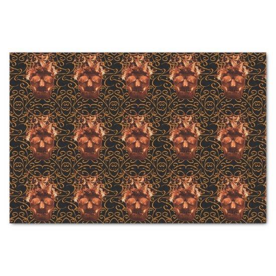 Orange Fire Skull Tissue Paper