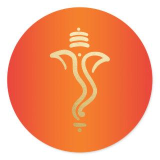 Orange Gold Festive Ganesh/ Indian God Classic Round Sticker