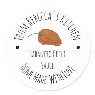 Orange Habanero Chili Homemade Sauce  Classic Round Sticker