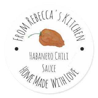 Orange Habanero Chili Homemade Sauce  Classic Round Sticker