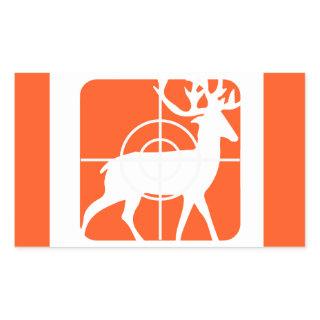 Orange Hunting Buck in Crosshairs Rectangular Sticker