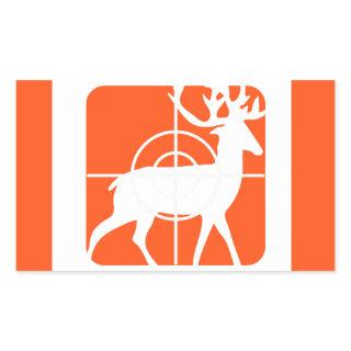 Orange Hunting Buck in Crosshairs Rectangular Sticker