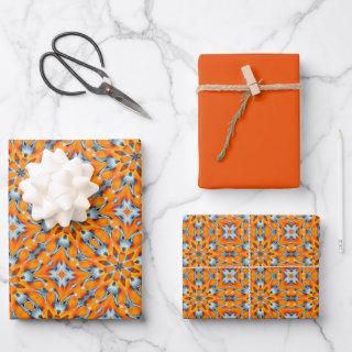 Orange, Marigold, Silver & Platinum Burst Pattern  Sheets