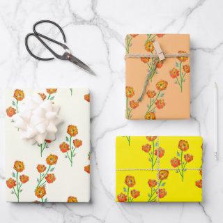 Orange Marigolds Hand-Illustrated Floral Botanical  Sheets
