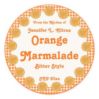 Orange Marmalade on Gingham Classic Round Sticker