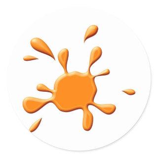 Orange Paint Splodge Classic Round Sticker