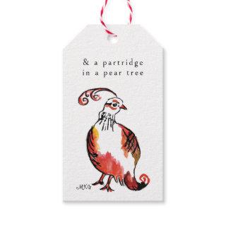Orange Partridge Cute Hand-Illustrated Address  Gift Tags