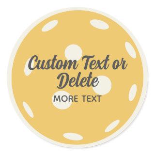 Orange Pickleball Add Your Personalized Text Classic Round Sticker