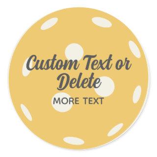 Orange Pickleball Add Your Personalized Text Classic Round Sticker