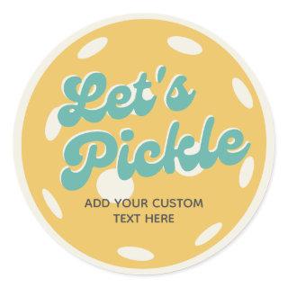 Orange Pickleball Let's Pickle Personalized Text Classic Round Sticker