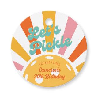Orange Pickleball Let's Pickle Personalized Text Favor Tags