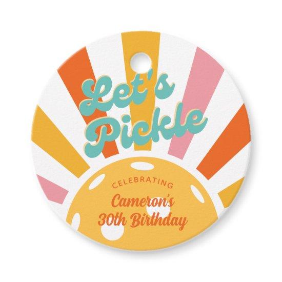 Orange Pickleball Let's Pickle Personalized Text Favor Tags