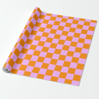 Orange + Pink Check Checkered Checkerboard Pattern