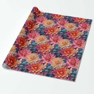 Orange pink flower blooms and leaves