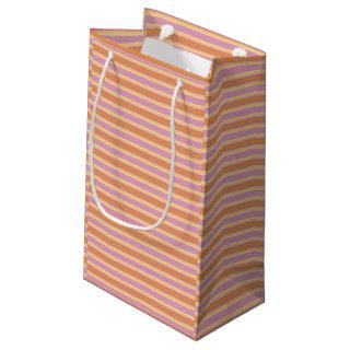 Orange Pink Stripes Small Gift Bag