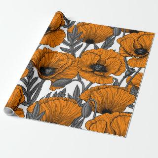 Orange poppies on white