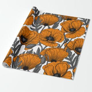 Orange poppies on white