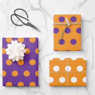 Orange Purple Polka Dot Circles Geometric Pattern  Sheets