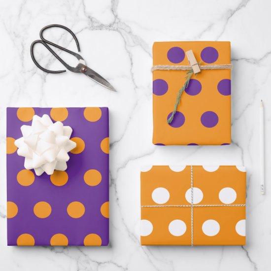 Orange Purple Polka Dot Circles Geometric Pattern  Sheets
