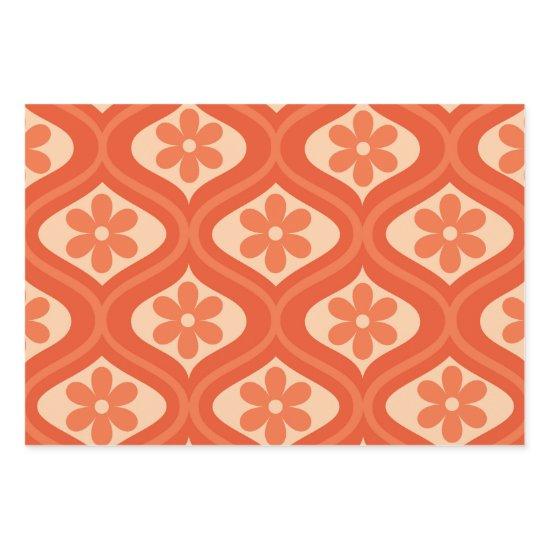 Orange retro 70s flower on ogee pattern   sheets