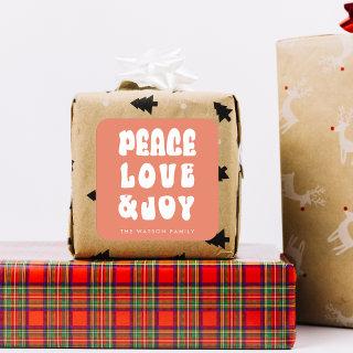 Orange Retro Groovy Peace Love Joy Holiday Square Sticker