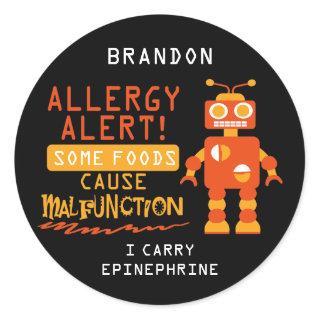 Orange Robot Food Allergy Alert Stickers