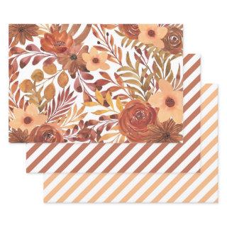 Orange Rust Fall Autumn Watercolor Floral    Sheets
