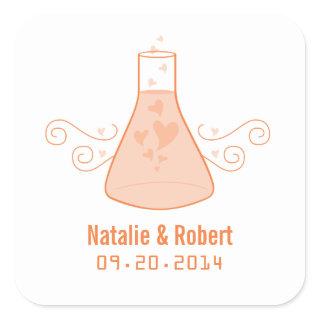 Orange Sweet Chemistry Wedding Stickers