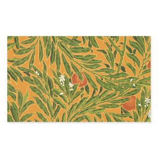 Orange Tree Vintage Wallpaper Pattern Art Nouveau Rectangular Sticker