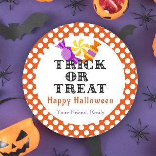 Orange Trick or Treat Halloween Candy Party Favors Classic Round Sticker