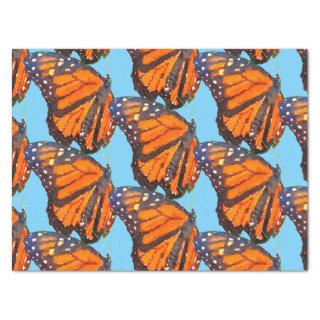 Orange Watercolor Monarch Butterflies in Blue Sky Tissue Paper