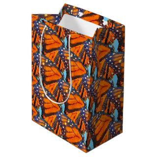 Orange Watercolor Monarch Butterfly in Blue Sky Medium Gift Bag