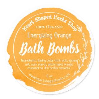 Orange Watercolor Stain Citrus Bath Bomb Classic Round Sticker
