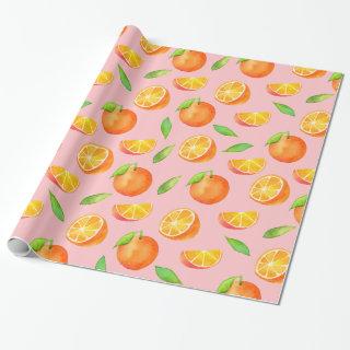 Oranges Fruit Pattern, Watercolor Citrus