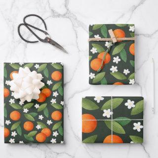 Oranges, Green Leaves and White Flowers Pattern  Sheets