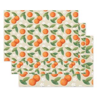 Oranges, Green Leaves and White Flowers Pattern  Sheets