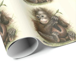 Orangutan Baby With Leaves